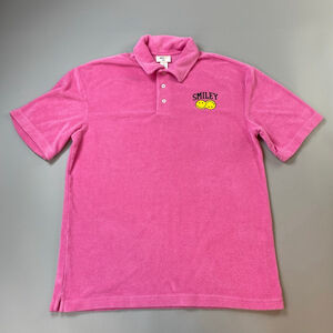 Smiley x H&M Pink Polo Shirt Mens Small Pink Terry Cloth Collab Street Preppy